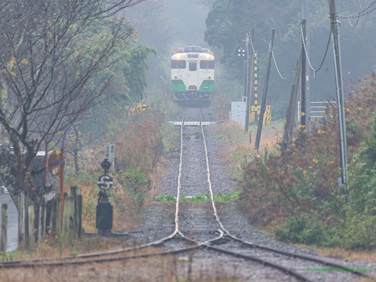 上総中野駅の坂道を下ってくるキハ40