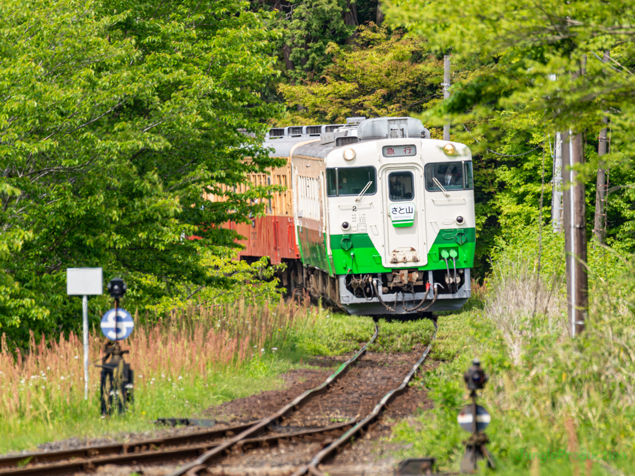 里見駅にやって来た里山号